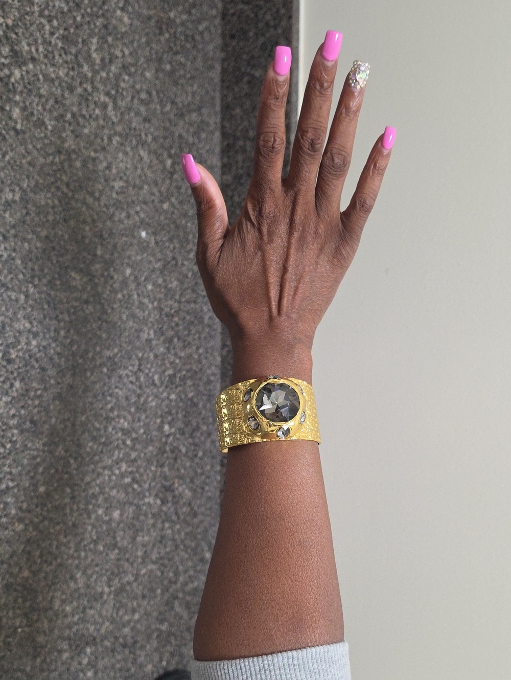 Gold Crystal Accent Cuff Bracelet - Women Jewelry